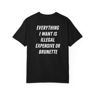 EVERYTHING I WANT IS ILLEGAL, EXPENSIVE OR BRUNETTE